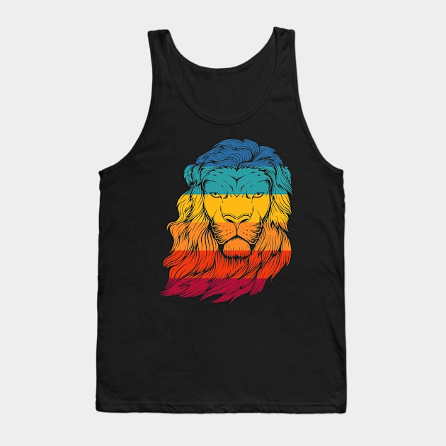 Vintage Lion Head Tank Top by Dojaja